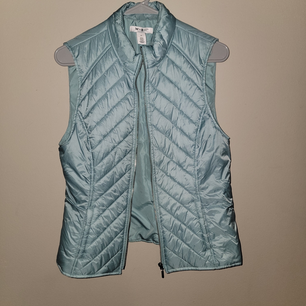 White House Black Market Sky Blue Quilted Vest